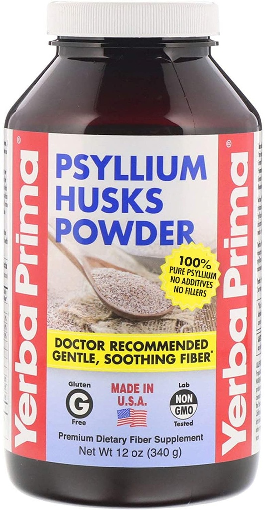 Yerba Prima Psyllium Husks Fiber Powder, 12 Ounce
