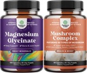 Bundle of Magnesium Glycinate Capsules Mineral dan Nootropic Brain Computer Mushroom - Ammune Dukung Bone Health Mood Dukung - 10X Mashroom Blend for Sugar Saldo and Mental Focus