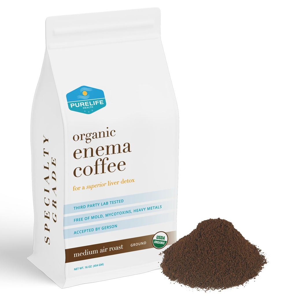PureLife Enemy Coffe- 1 Lb - Organic Gerson Spefic - Ground - Mold & Fungus Free - Air Roasted Medium / Shipped Fres- American Owned dan beroperasi sejak 2012