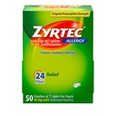 Zyrtec 24 Hour Allergy Relief Tablet, Individually Wrapped Indoor and Outdoor Allergy Medicine dengan 10 mg Cetirizine HCI per Antihistamin Tablet, 1 Tablet Per Pack, 50 ct Dispensit Pack