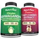 Nutrivein Premium Ashwagandha Capsules & Taart Cherry Capsules Bundle: Tat Absorpsi Tinggi Cherry Extract dan Aswagandha Suplemen Recovery, Saldo, dan Vitalitas
