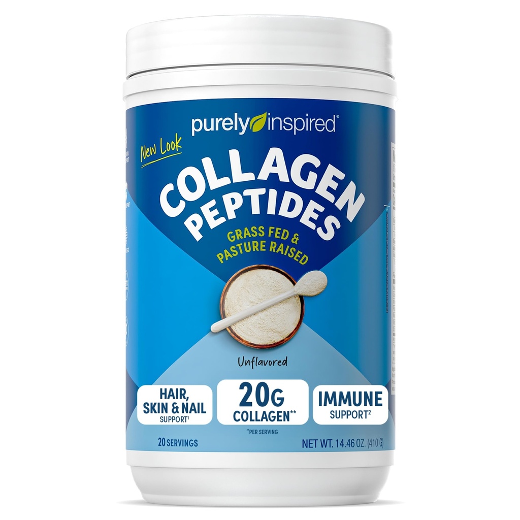 Bubuk Kolagen Terinspirasi Murni, Bubuk Glutened (20 Pelayan) - 20g Collagen Peptides Protein Powder untuk Perempuan & Men - Grass- Fed & Paspared Raised - Bebas, Paleo & Keto-Friendly Collagen Drink