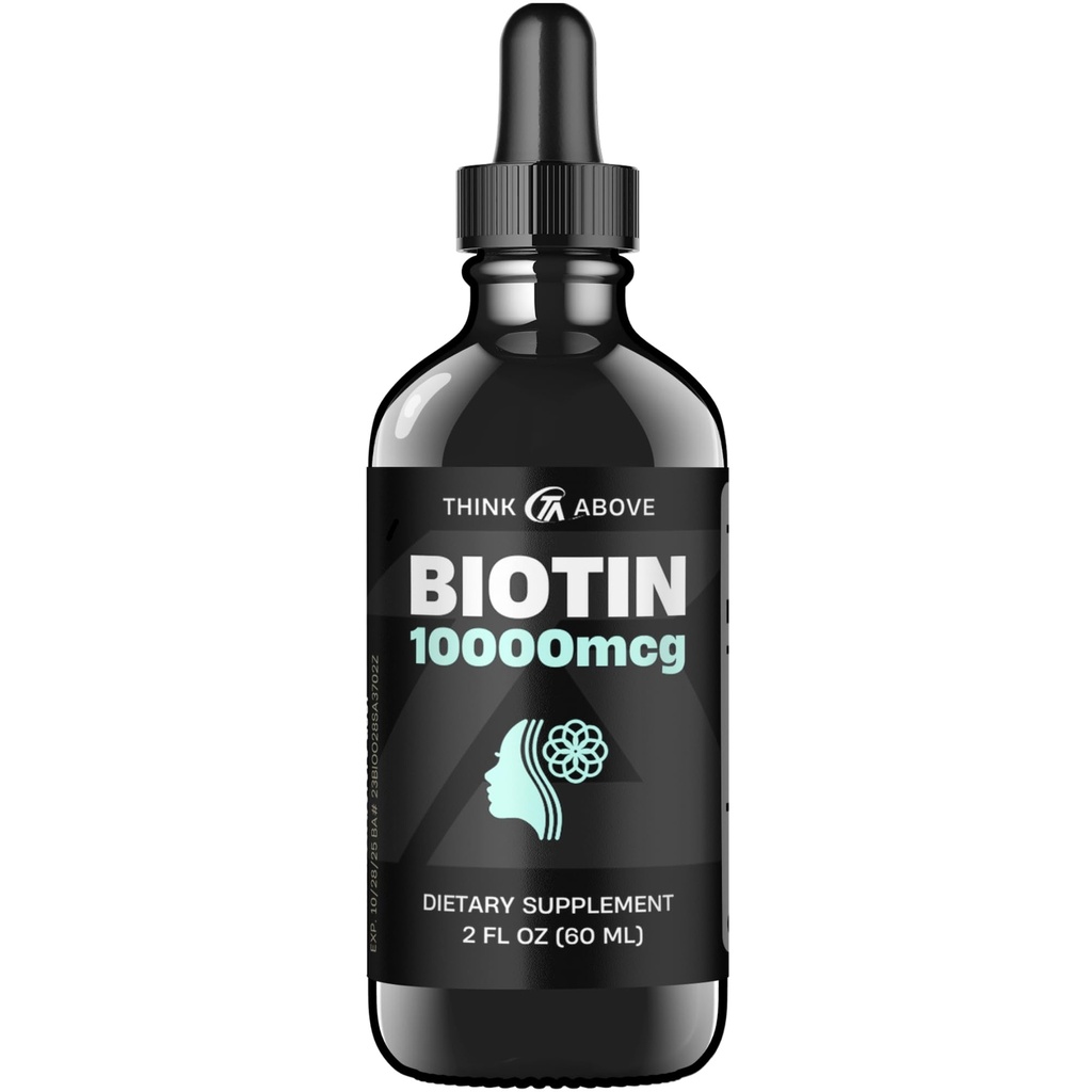 Biotin Liquid 10.000 mcg dengan Vitamin C - Tinggi Potency Hair, Skin & Nail Dukungan - Cepat Absorpsi Biotin Drops - 60 Day Supply - 2 oz