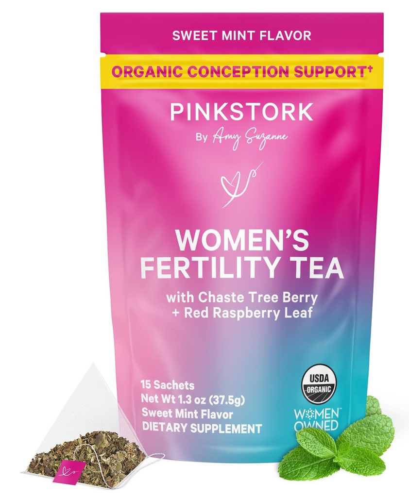 Teh Fertilitas Organ Merah untuk Perempuan 124; Suplemen Kesuburan Untuk Perempuan dengan Chaste Tree Berry (Vitex) + Red Raspberry Leaf 124; Hormone Balance Herbal Tea untuk Dukungan Konsep 124; USDA Organik, Caffeine Free - Sweet Mint, 15 Sachets