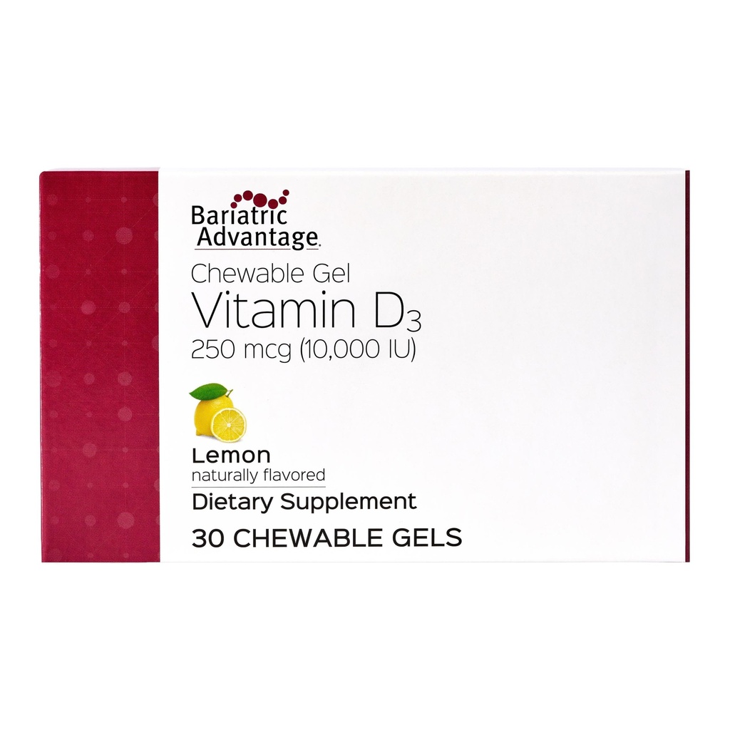 Keuntungan Bariatrik Vitamin D Gels 10.000 IU - Vitamin D3 Chewable Gels - Bone Health * - for Bariatric Patients - Good Flavor Vitamin - Easy to Use - 30 Count
