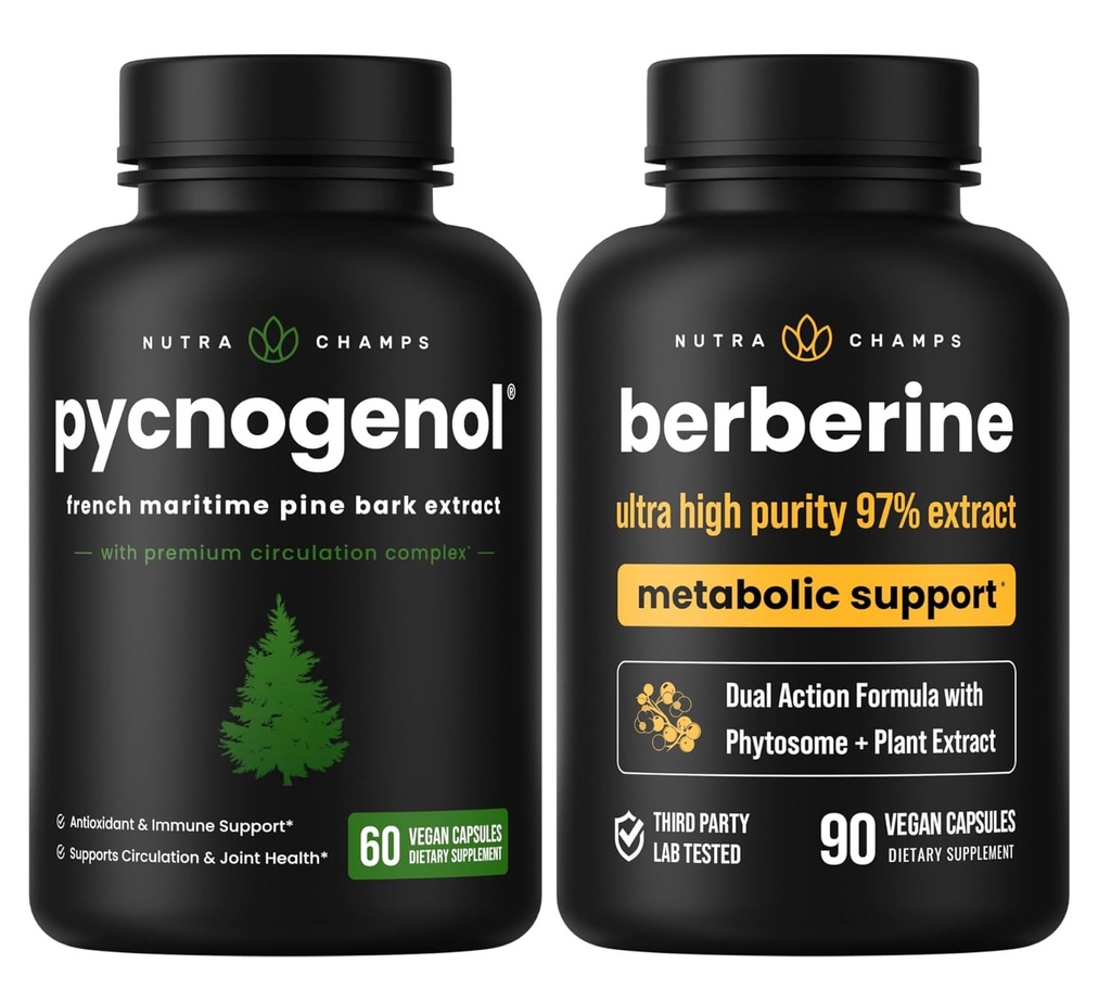 NutraChamps Complete Circulation & Metabolic Boost: Pycnogenol & Berberine Duo