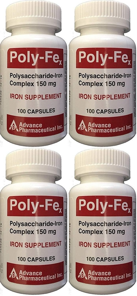 Polysaccharde Iron Complex 150 mg Capsules Iron Suplement 100 Capsules per Botol Paket 4 Total 400 Kapsul