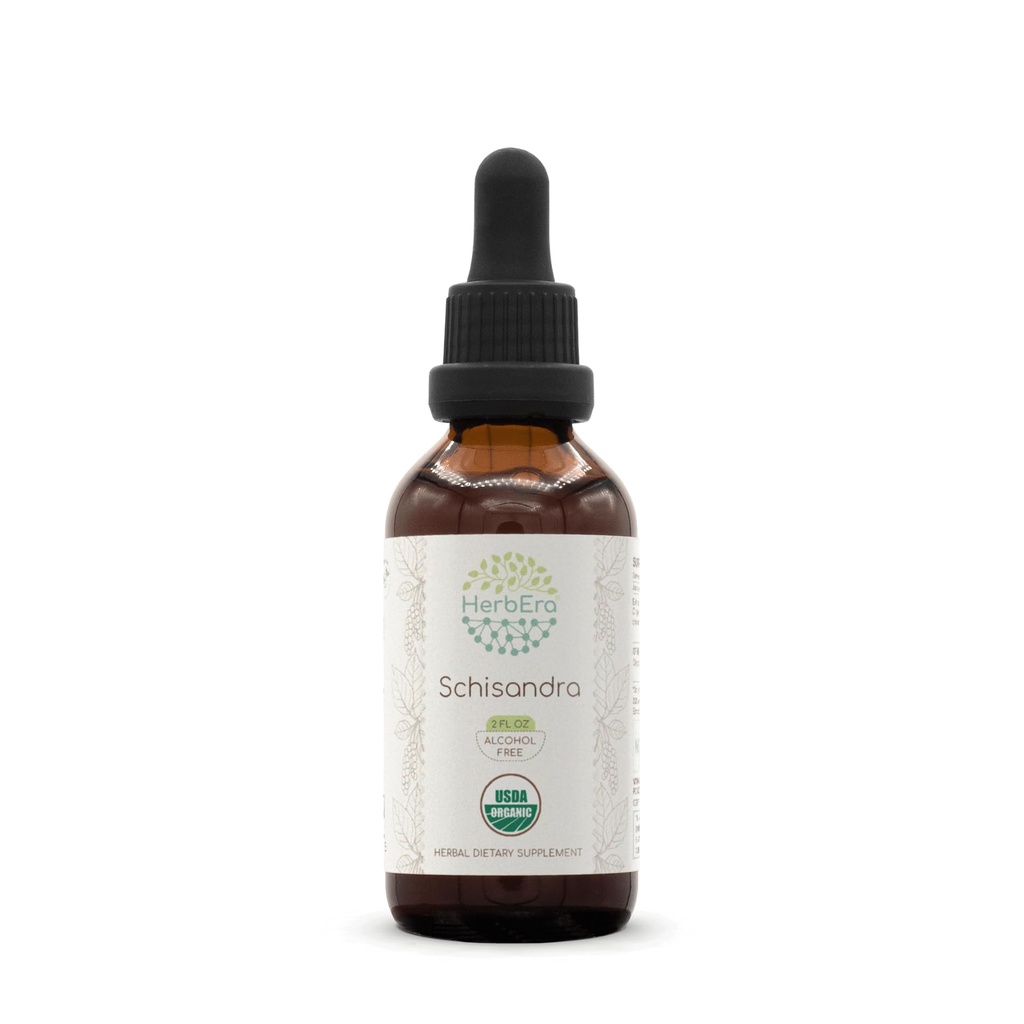 HerbEra Schisandra B60 USDA Organik Tincture 124; Alcohol-Extract Bebas, Tinggi Potency Herbal Drops, Suplemen Liquid 124; Certifikasi Organik Schisandra (Schisandra Chinensis) Died Berry (2 oz)