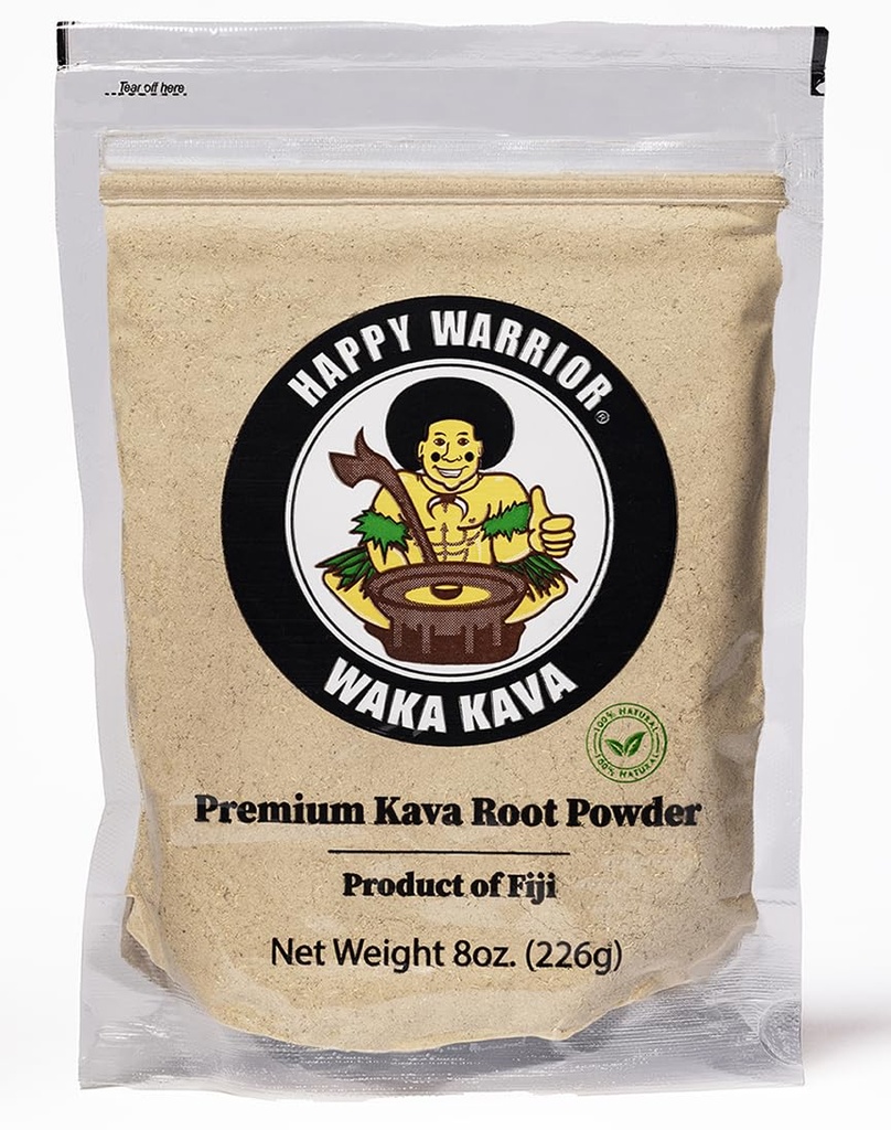 Happy Warrior Kava Powder - Premium Noble Waka Kava dari Fiji - 8 oz