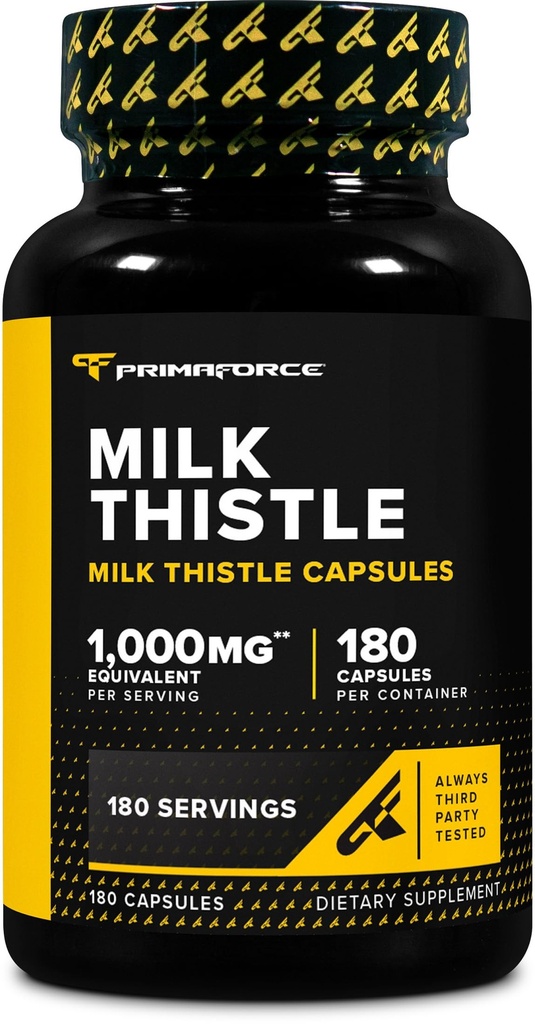 Primaforce Milk Thistle 180 Capsules 1000mg Equivalen - Gluten Free, Non-GMO Dietary Suplemen, dari 250mg 4: 1 Ekstraksi
