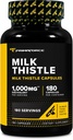 Primaforce Milk Thistle 180 Capsules 1000mg Equivalen - Gluten Free, Non-GMO Dietary Suplemen, dari 250mg 4: 1 Ekstraksi