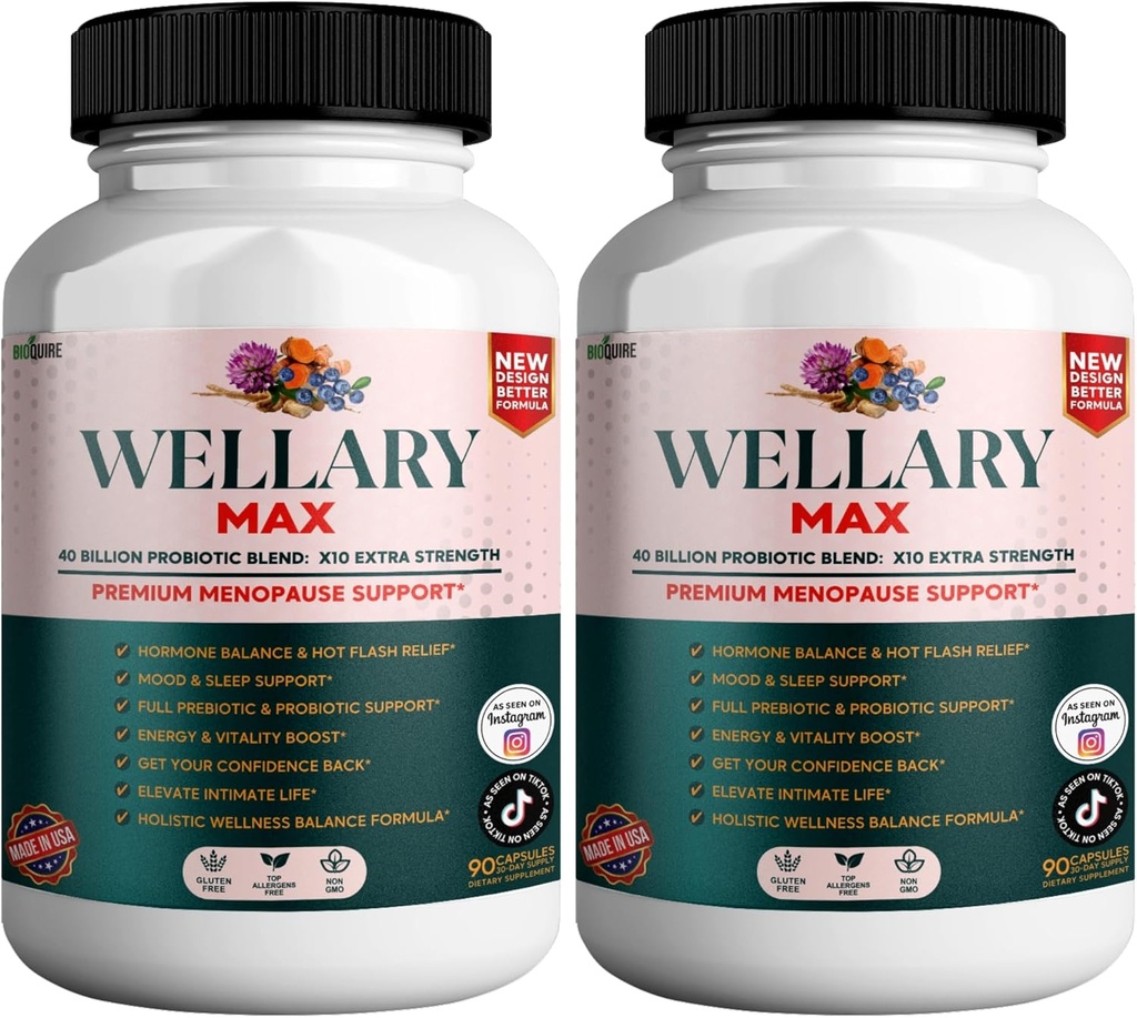 Wellary Max Menopause Tambahan Dukungan, 40 Milyar CFU Probiotic Blend, 90 Capsules (2)
