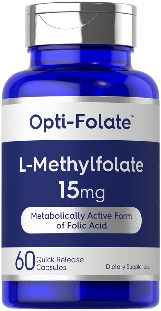 Carlyle L Methylfolat 15mg 124; 60 Capsules 12.4; Max Potency 124; Optivated and Activated 126; Non-GMO, Gluten Free 124; Methyl Foundle, 5- MTHF 124; oleh Optic-Felolate