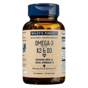 Wiley 's Finest Wild Alaska Fish Oil Vitamin K2 dan D3 Softgels - 500mg EPA dan DHA Omega -3s for Bone and Heart Health Dukung - 60 Softgels (60 Pelayan)