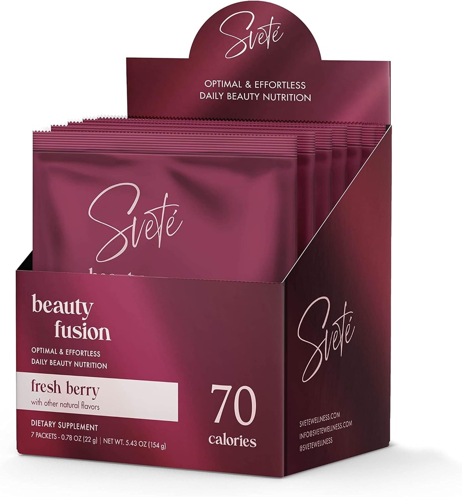 Powder Hydrolyzed Collagen untuk Women Multi Beauty Superfood dengan Acid Hyaluronic, Biotin, Vitamin C, Zinc, Progories, CoQ10, Keto Protein 124; Berry Flavor (7 Single Serve Packets) oleh Svete