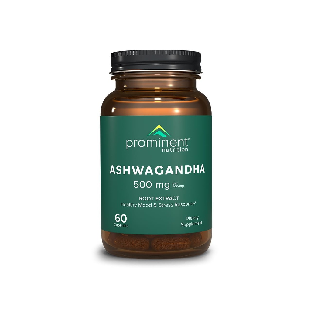 Tambahan Nutrition Ashwagandha - Ekstrak Root Shagandha yang telah diteliti secara klinis untuk Dukungan Mood & Stress yang sehat, didukung oleh 2,5% Wittanolides, 500 mg, 60 Vegan Capsules - 1 Pack