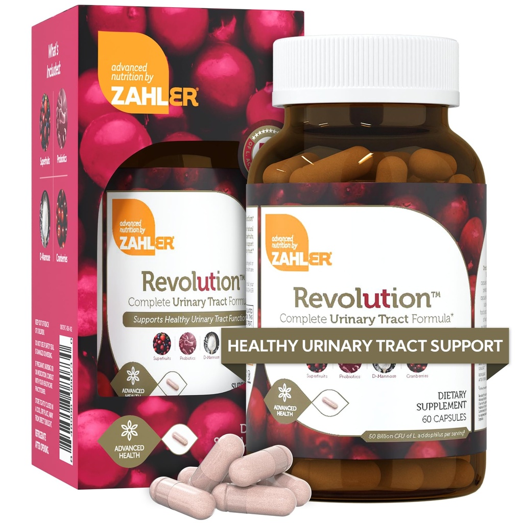 Revolusi Zahler - Komplit Womens Tract Kesehatan Formula dengan Progori- UTI Pil - 1200 mg D-Mannose dan Cranberry Suplemen - Dukungan Infeksi Tract Urinary untuk Perempuan (60 Kapsul)