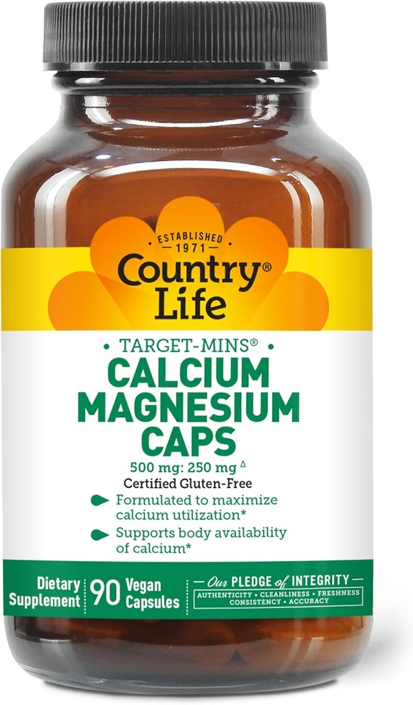 Country Life Target- Mins Kalsium Magnesium Complex - 100mg Kalsium, 500mg Magnesium, Gluten- Free Supplemen Bone Health