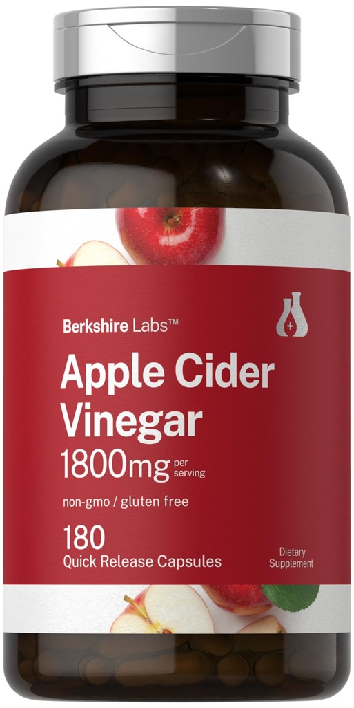 Horbaach Apple Cider Vinegar Capsules 124; 1800mg 124; 180 Count 124; Non-GMO, Gluten- Free Supplemen 124; oleh Laboratorium Berkshire