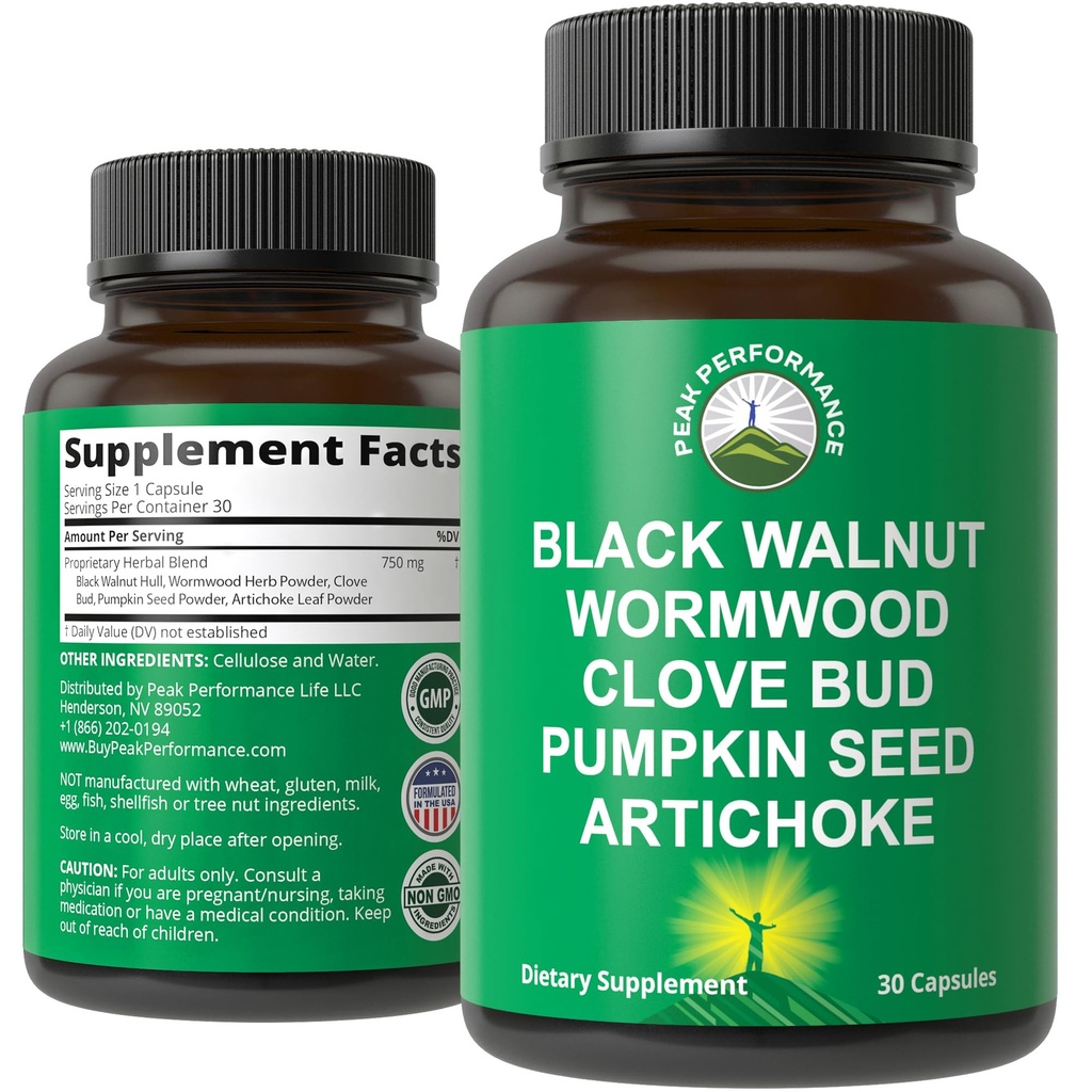 Wormwood Black Walnut Clove Cleanse untuk Manusia. Detoksin eliminasi + Intestinal Mendukung Tambahan Kapsul untuk Dewasa dan Anak-anak. Pil Artichoke dan Pumpkin Benih untuk Manfaat Tambahan