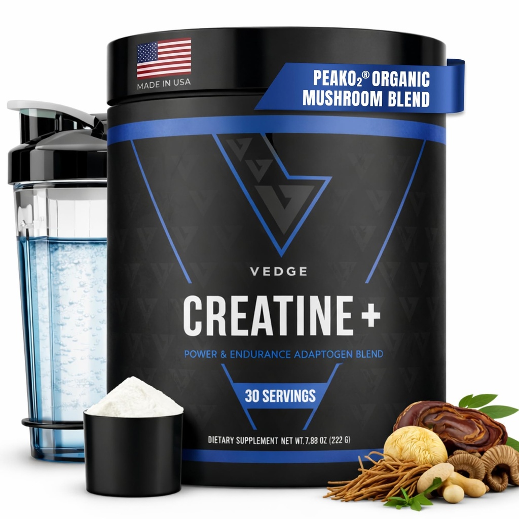 VEDGE Nutrition Creatine + Envocuce 124; Vegan Plant - berbasis Creatine Monohydrate Quapder; Energy, Performance & Enformance & Fungsi 124; Ergogenic Aids for Athletes 124; Unflashed, 30 Servings