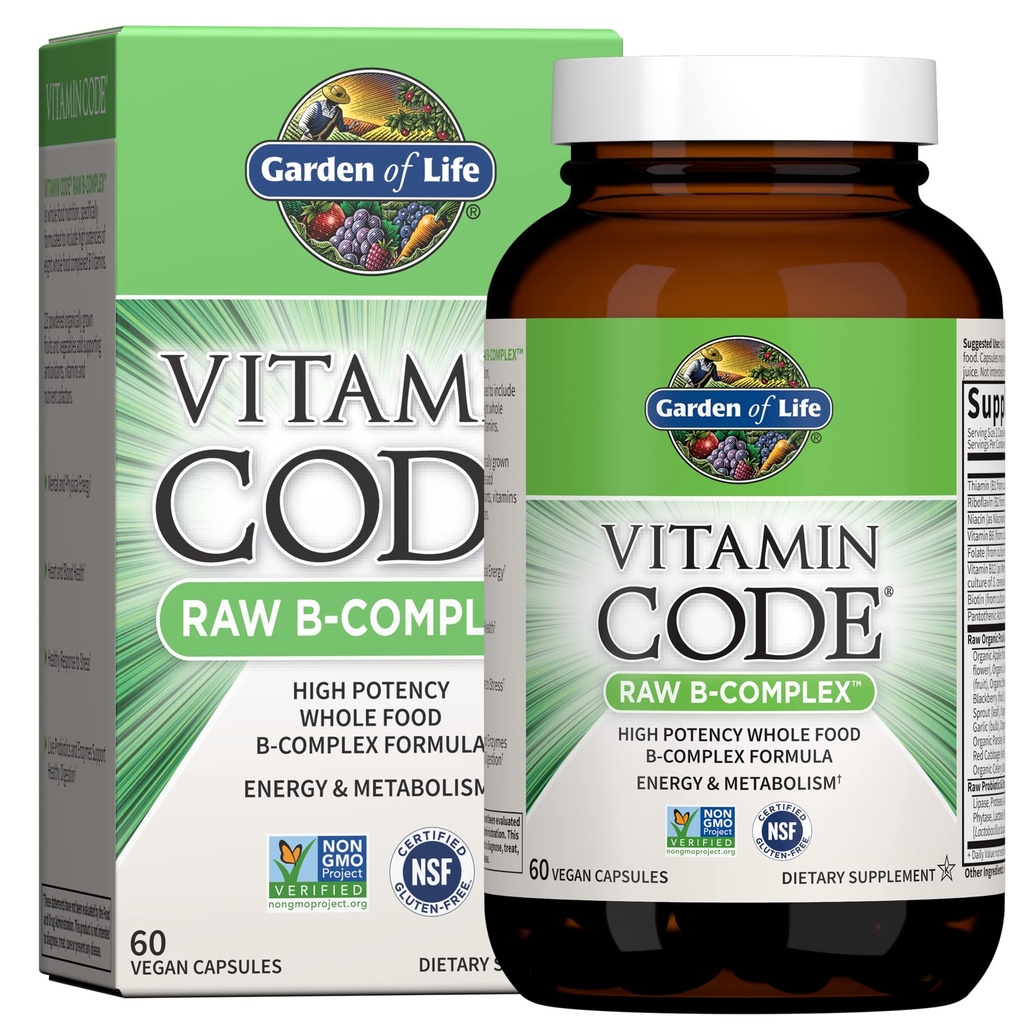 Taman Hidup Vitamin B Kompleks, 60 Vegan Capsules, Potency Potamins Tinggi untuk Energi & Metabolisme dengan B6, Folate & B12 sebagai Methylcobamin Plus Progories