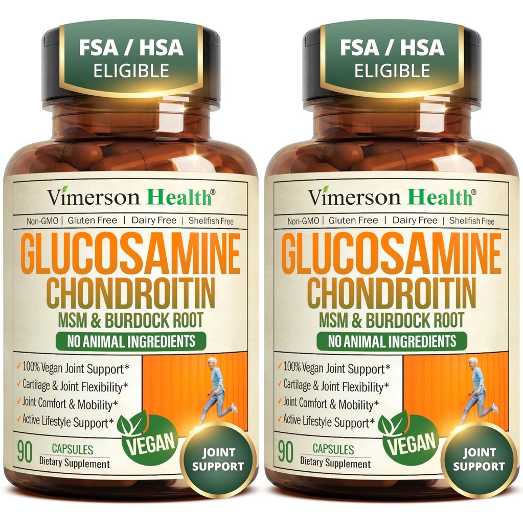 Glucosamin Chondroitin MSM - Bersama Suplemen Dukungan untuk Perempuan dan Pria dengan Glucosamin Sulfate 1500 mg, Chondroitin dan MSM - untuk Kartilage, Kesehatan Gabungan dan Fleksibilitas - 2 Pack, Vegan
