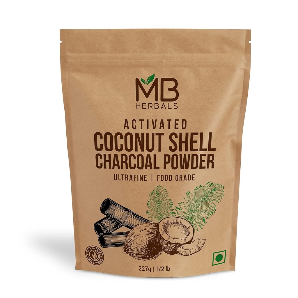 MB Herbals Activated Arang Powder from Coconut Shell 8 oz (227 Gram / 0.5 LB); For EXTERNAL USE ONLY 124; Face Packs and Masks 126; Soap Making 24; ToothPowder