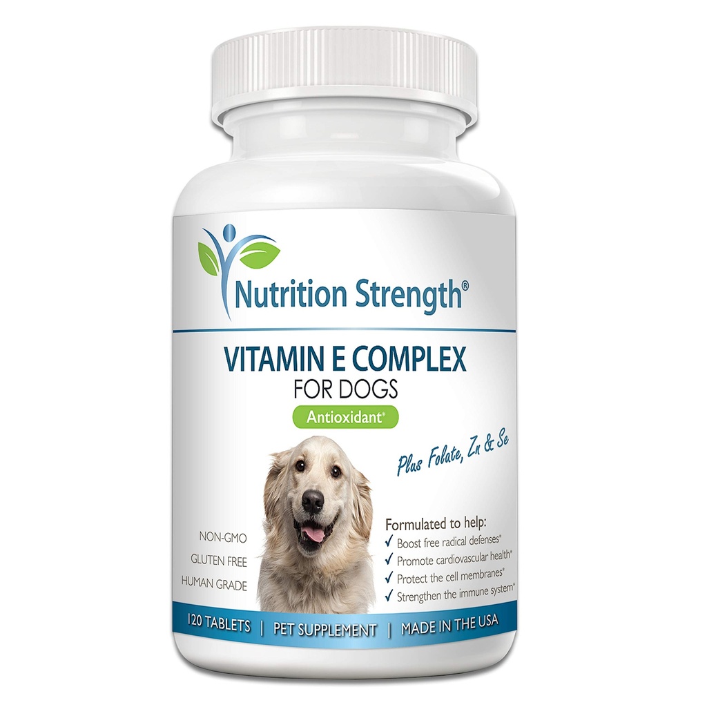 Vitamin E for Dogs, Propince Cardiovaskular Health, Dukung Sel Membrranes, Vitamin E Complex to Boost Dog Ammune System Plus Zinc, Selenium, Folate, Salmon Oil, 120 Tewable Tablet