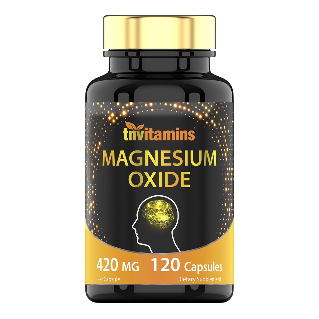 tnvitamin Magnesium Oxide 420mg - 120 Capsules = 124; 4 Bulan Suply!