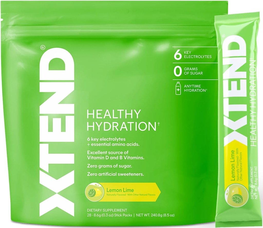 Xtend XEND Hidration: 124; Superior Hidration Pawder Picket 12.4; Electrolite Drink Mix 124; 3 Escule Acids 124; NSF Ceralfied for Sport 124; 28 Sticks, Lemon Lime