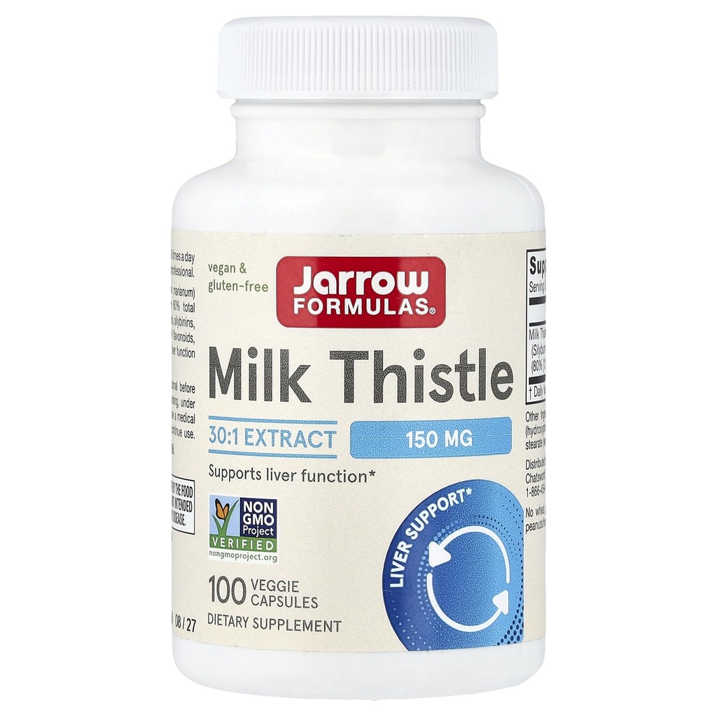 Jarrow Formula Milk Thistle 150 mg - 100 Veggie Capsules - Antioksidant Mendukung Respon Imune, Fungsi Hati & Glutathione - hingga 100 Servis