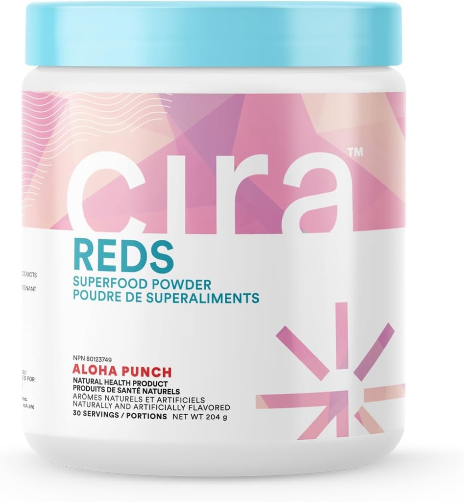Cira Glow- Getter Reds Superfood Powder - Antioxidants & Polyphenols for Increased Energy & Gut Health - 30 Servis, Aloha Punch