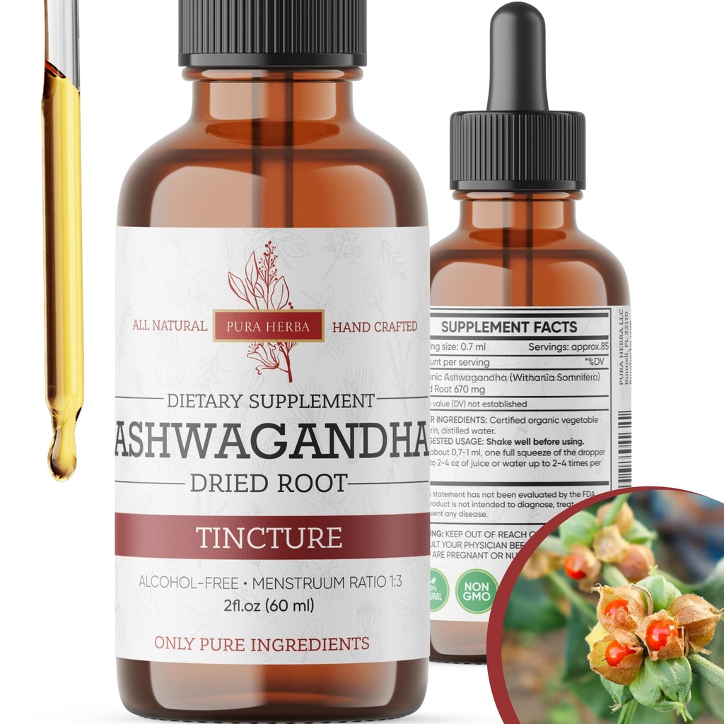 Akar Ashwagandha Liquid Drops, Ashwagandha Root Tincture, Ashwagandha Extract Herb Suplemen - 2 Fl Oz