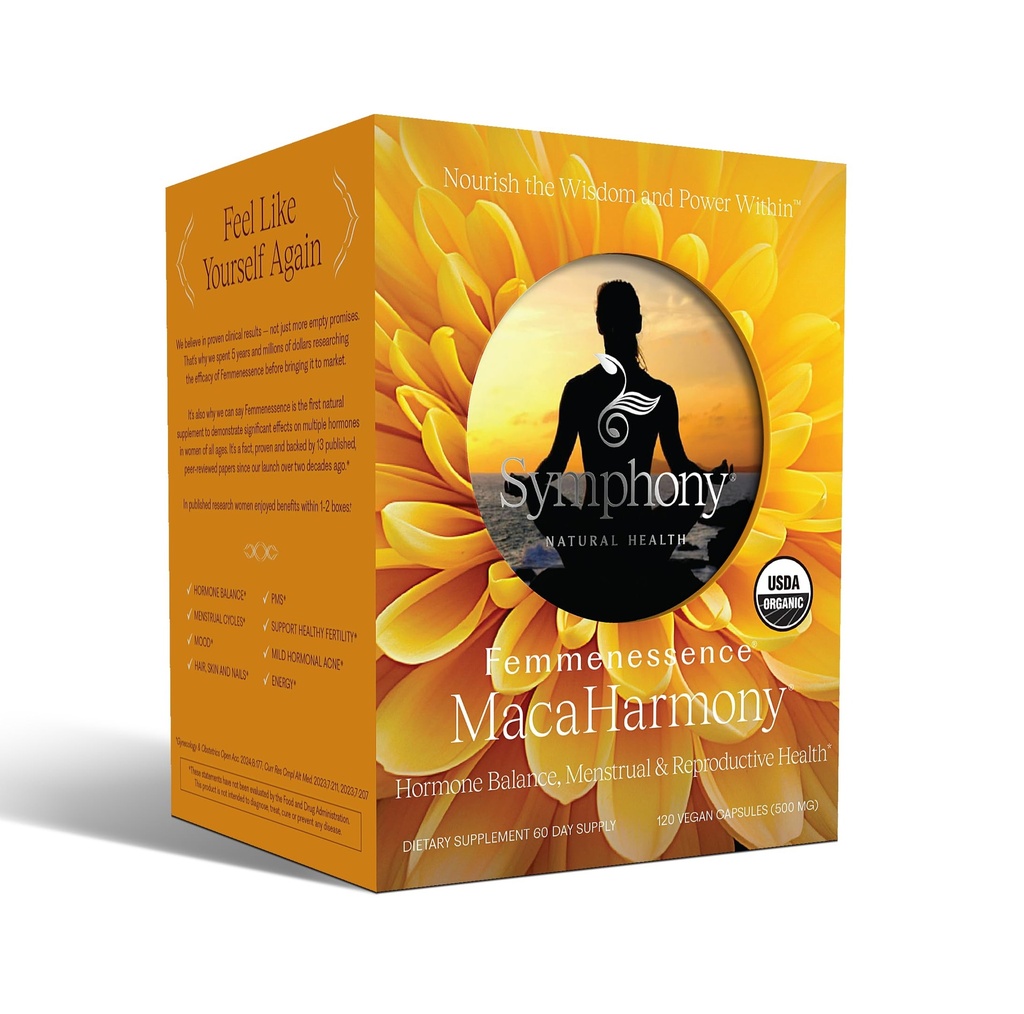 Femmenessence MacaHarmony - Secara ilmiah Dibuktikan untuk Mendukung Keseimbangan Hormone untuk Perempuan, Siklus Menstrual Reguler, PMS, Acne, Skin Sehat, Fertilitas, Natural Organic Maca Capsules (120)