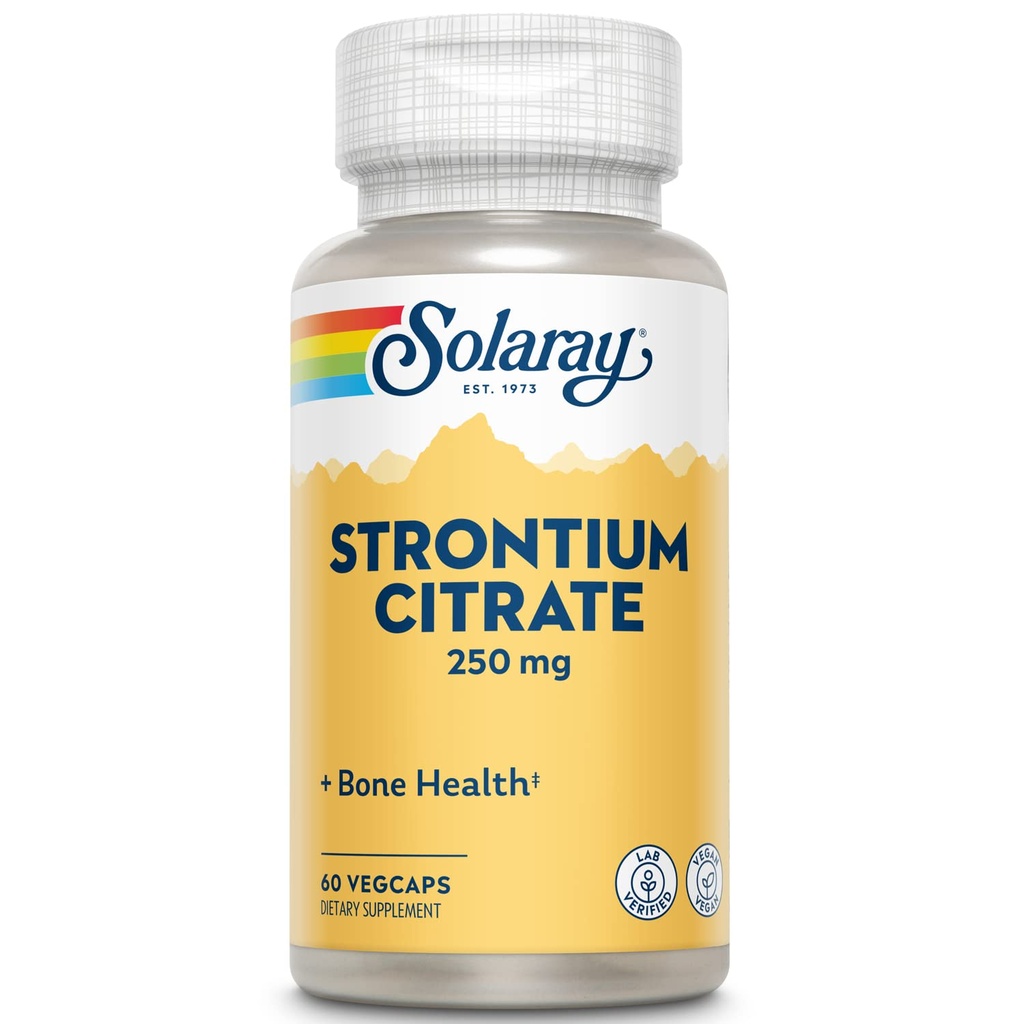 Solaray Strongtium Citrate 250 mg 124; Healthy Bones & Teeth Dukung 124; Gentle Diatle, Enhanced Absorpsi 126; 60 VexCaps