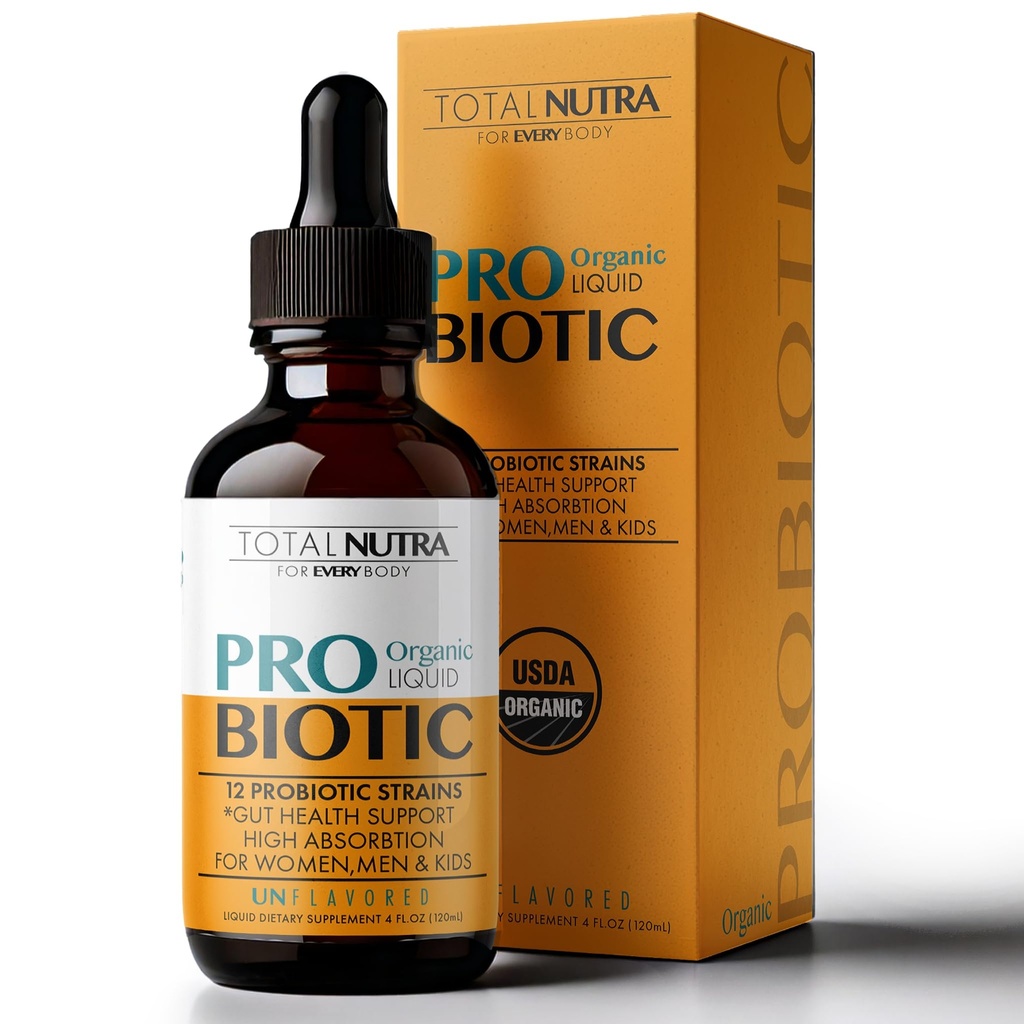 Probiotik Cairan untuk Perempuan, Pria, Anak-Anak, Probiosis Anak-Anak: Probisi Organik USDA, Cairan Probiotik Vegan & Alfalfa Bercampur + Acignoblus untuk Kesehatan Gut, Glury Gluten Gula Bebas, Oral Progral Non-GMO
