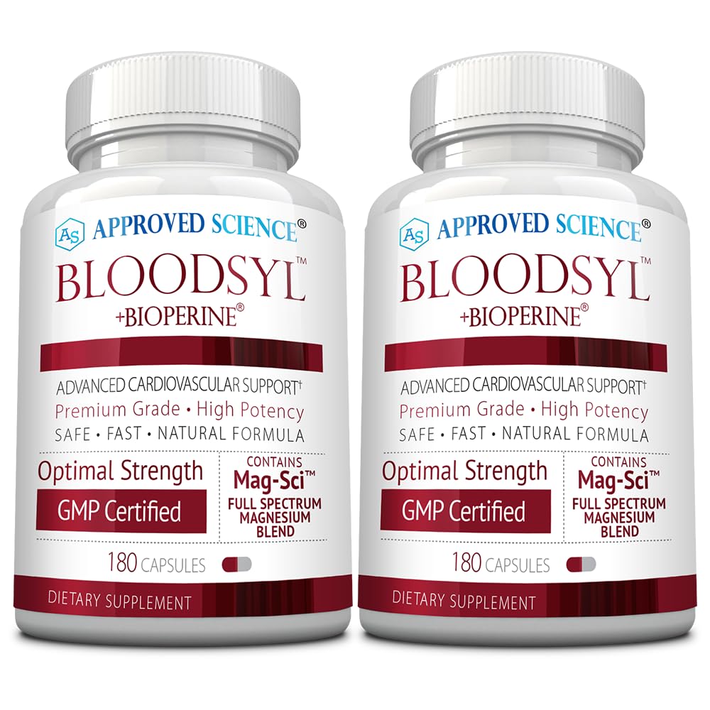 Disetujui Bloodsyl Ilmiah - Mendukung Aliran Darah - Hawthorn Berry, Magnesium, BioPerine - Vegan - 180 Kapsul - Paket 2