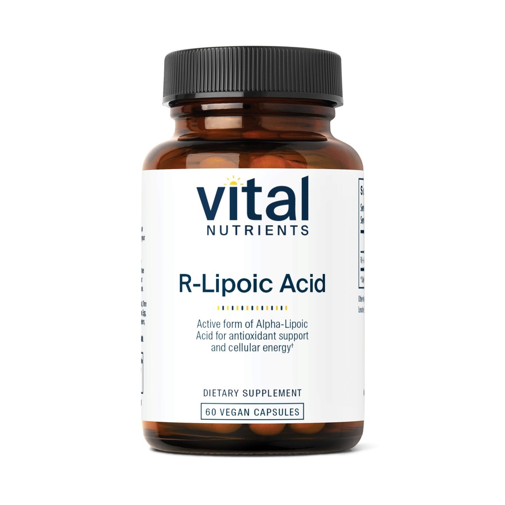 Visi Nutrients R-Lipoic Acid 124; Aktif Alfa-Lipoic Acid Antioksidant 124; Suplemen ALA untuk Metabolisme dan Energi Sehat 124; Gluten, Dairy, Soy Free 124; Non-GMO 124; 60 Capsules