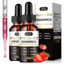 Vitamin B12 Liquid Drops Sublingual 10000 mcg, Triple B12 Complex Suplement, Methyl & Methylcobalamin Blend for Women & Men, Mood & Energy Booster, Metabolisme & Health Support, 2 Pack