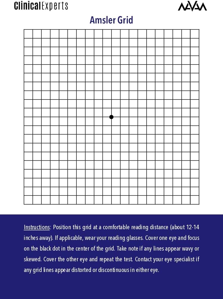 Amsler Eye Grid dengan Magnetic Back - Daily Vision Screening Tool for Macalar Degeneration & Glaucoma Pasien oleh Clinical Experies (1 Pack)