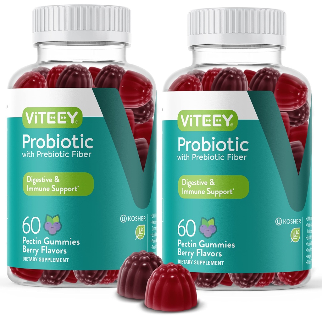VITEEEY Probiotic Kimmy with Pregities - Gut Health Suplemen Kesehatan Digetical - 2 Milyar CFU - Vegan, Gluten- Free - 120 Count