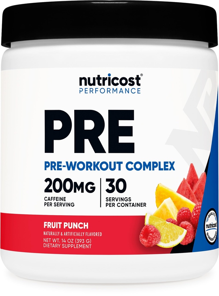 Nutricost Pre-Workout Powder (30 Servis, Fruit Punch) - dengan Beta-Alanine, Taurine & Amino Acids