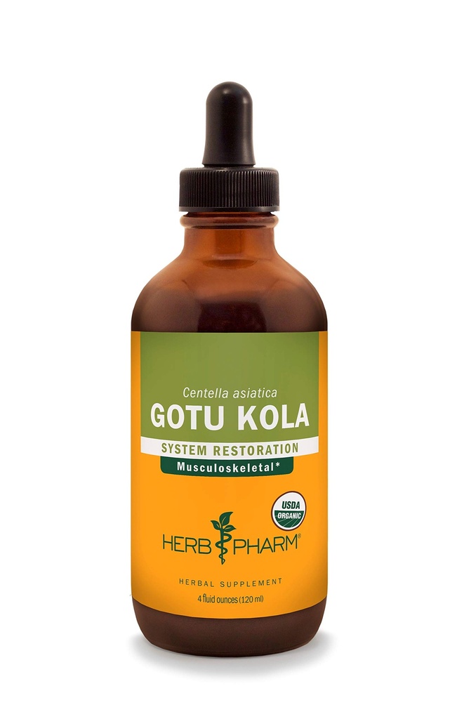 Herb Pharm Sertifikasi Organik Gotu Kola Cair Ekstrak untuk Musculoskeletal Sistem Dukungan - 4 Ounce
