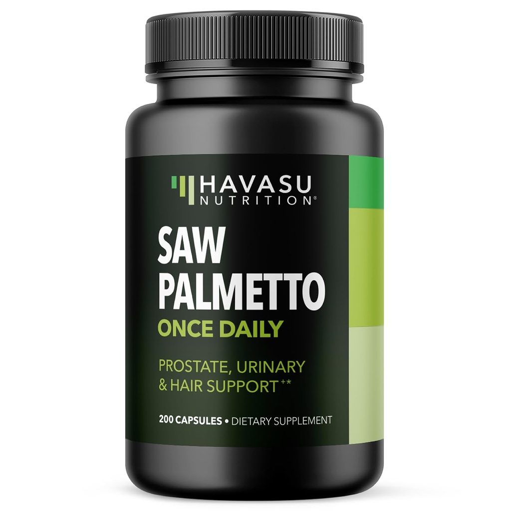Saw Palmetto for Men Prostate Health Supplement To Propinary Urinary Tract Fungsi - 500mg Per Serving - 200 Count - DHT Blocker Histine - Vegan, Non- GMO Capsules, Lebih dari 6 Bulan Supply