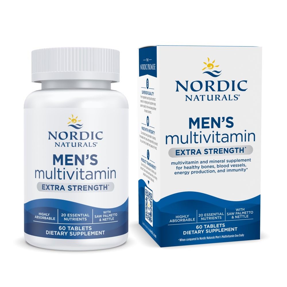 Nordic Companals Men 's Multivitamin Extra Energy - Bone, Energy, & Blood- Vessel Suplemen - 20 Estivenity Nutrients - 60 Tablet - 30 Hamba