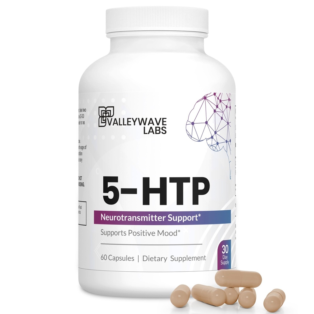 5- HTP - 200mg 5HTP Suplemen (5- Hydroxyptophan) untuk mendukung Mood Plus Sleep *, Stress Relief *, 60 Capsules - 30 Hari Supply, Dibuat di USA