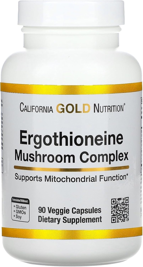 California Gold Nutrition Ergothioneine Mushroom Complex dengan Organik Maitake, Organik Oyster, Moan Mane Lion Ganja Ekstrroom dan L-Ergothioneine, 90 Vevgie Capsules