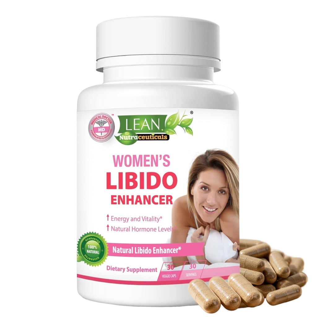 Lean Nutra Libido Booster for Women with Maca Root, Horny Goat Weed, Tongkat Ali, Fenugreek - Natural Menopause & PMS Dukung, Hormone Saldo & Energy Suplemen - 30 Vegan Capsules