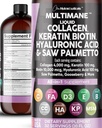 Bersihkan Nutraceuticals Liquid Collagen 4000mg Biotin 100000mcg Keratin 100mg Saw Palmetto Hyaluronic Acid 100mg - Hair Skin & Nails Vitamin & DHT Blocker dengan Vitamin D3 MlM 50mg dibuat di USA - 16 Fl. Oz